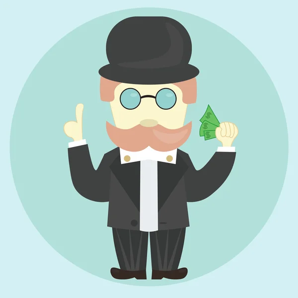 Homme (banquier, financier) donne des conseils avec de l'argent — Image vectorielle
