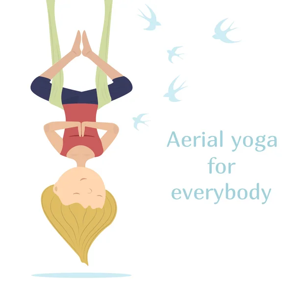 Antigravity yoga. Vliegen als vogel — Stockvector