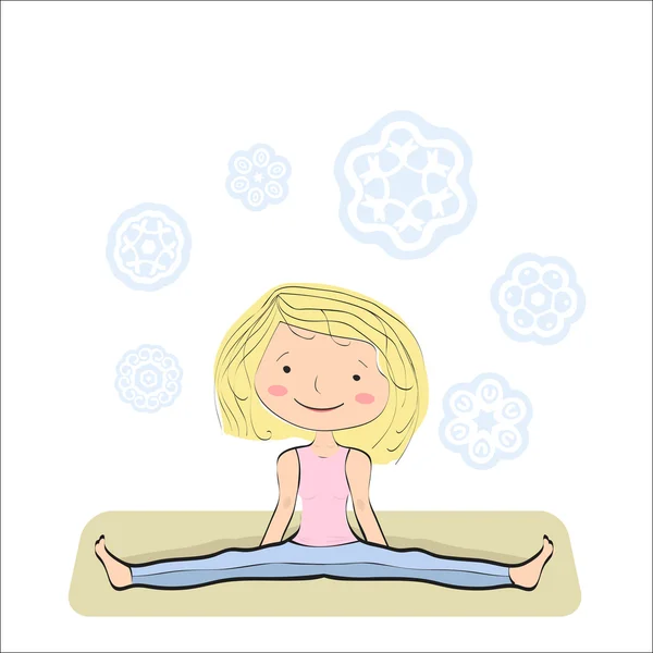 Seated Wide Angle Pose. Upavistha konasana. — Stock Vector