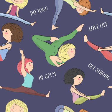 Yoga yaparken kız ile desen.