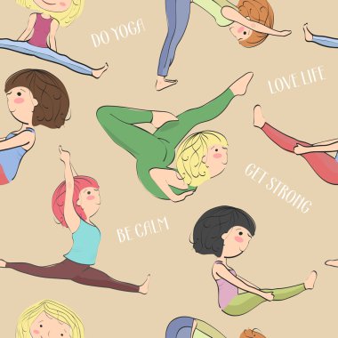 Yoga yaparken kız ile desen.