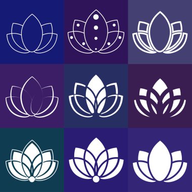 Simgeleri bir dizi: siluet lotus yoga stüdyosu, spa iş veya fitness kulübü