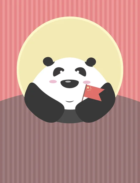 Panda met een vlag van China in de handen — Stockvector