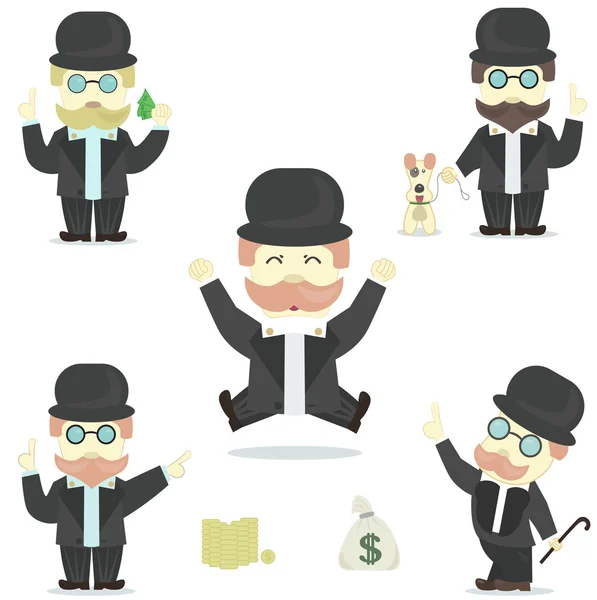 Set of men giving advice about money and finance — Stock Vector