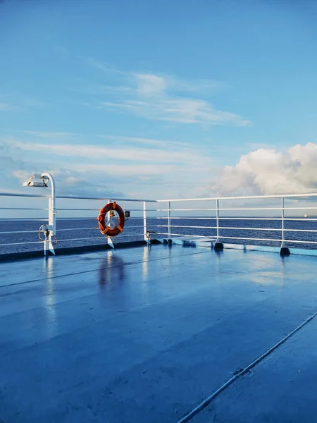 Blue Picture Cruise Ship Deck Ocean Beautiful Sky Concept Ferry — Stock Photo, Image