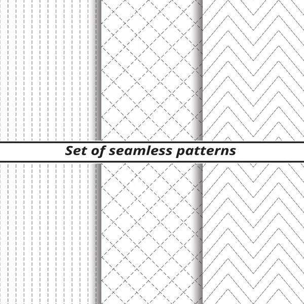 Conjunto de fondos sin costura de línea con línea de puntos — Vector de stock