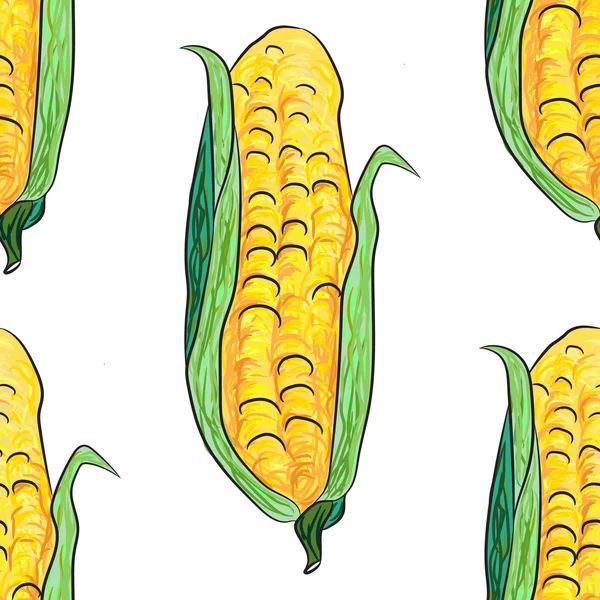 Bezszwowy wzór z kukurydzą — Wektor stockowy