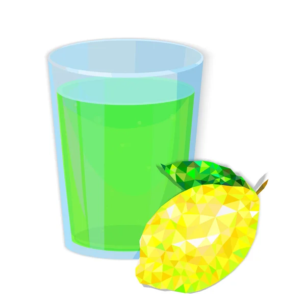 Vaso de jugo y limón estilizado — Vector de stock