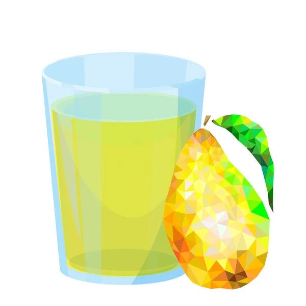 杯果汁和程式化的梨 — 图库矢量图片