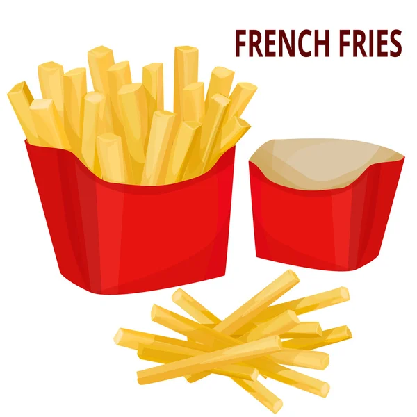 Patatas fritas, embalaje — Vector de stock