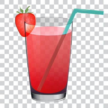 Çilekli kokteyl, şeffaf cam damalı zemin üzerine