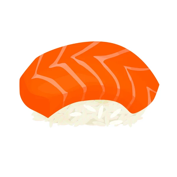 Sushi with salmon, vector illustration isolated on white background — Stock Vector