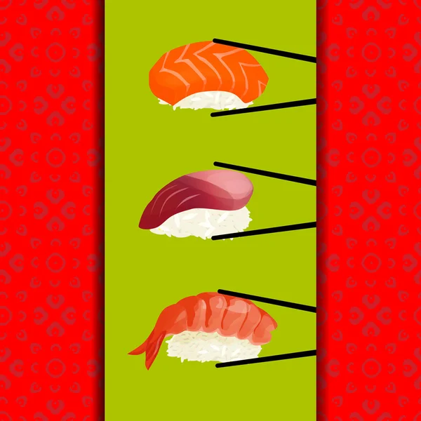 Menu de sushis, motif sans couture avec sushis — Image vectorielle