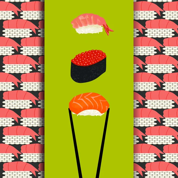 Menú de sushi, patrón sin costuras, elementos para el diseño — Vector de stock