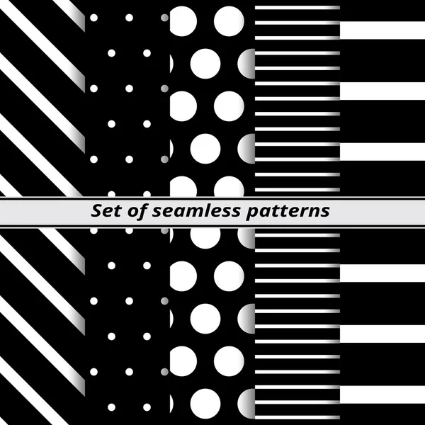 흑백 완벽 한 패턴의 집합 — 스톡 벡터
