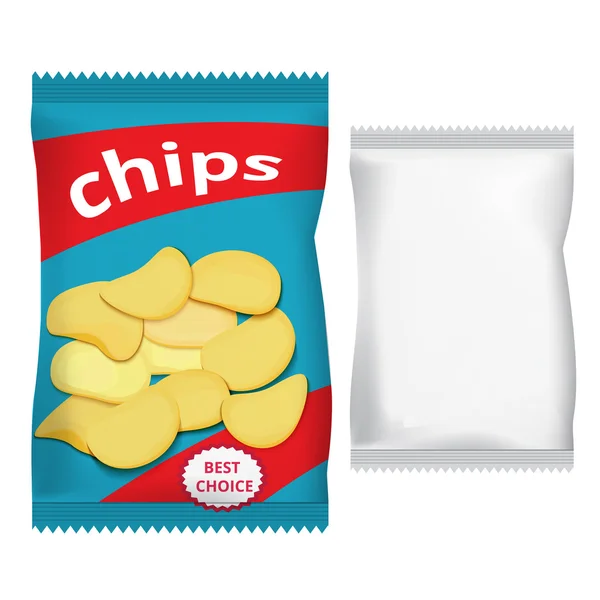 Embalaje para chips, diseño de envases — Vector de stock