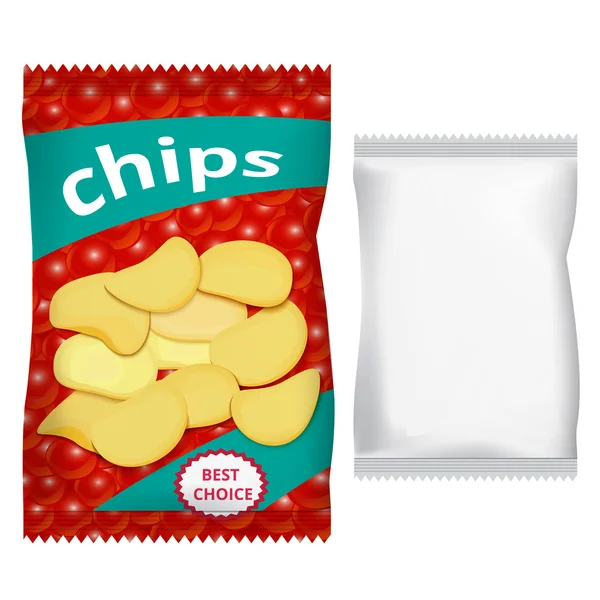 Verpakking chips met rode kaviaar — Stockvector