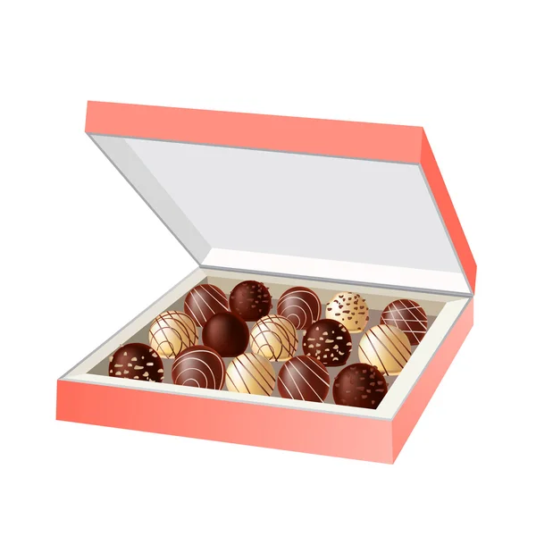 Шоколадные конфеты в коробке — стоковый вектор