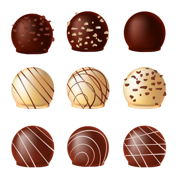 Conjunto realista vector de chocolates , — Archivo Imágenes Vectoriales