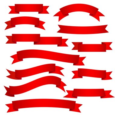 kırmızı kurdelelerin vektör kümesi