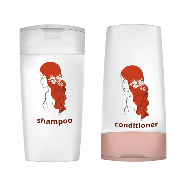 Design der Flasche für Shampoo, Conditioner — Stockvektor