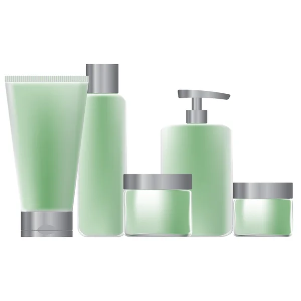 Ensemble d'emballages verts pour cosmétiques — Image vectorielle