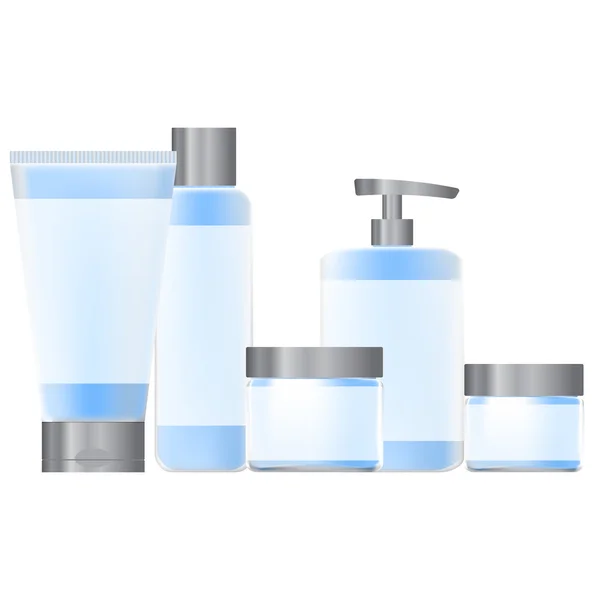 Set di contenitori blu per cosmetici — Vettoriale Stock