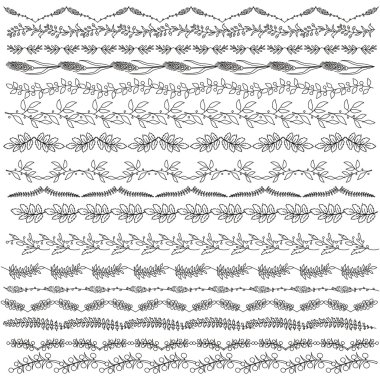 çizilmiş doğrusal çiçek sınırları, doodle tarzı el