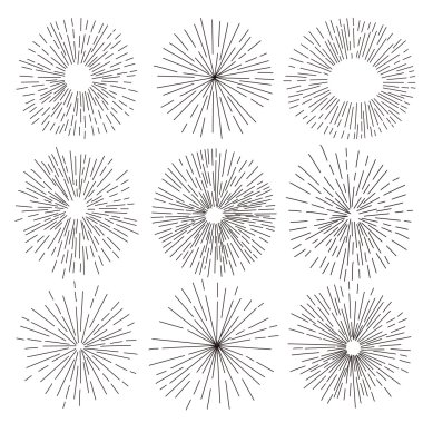 elle çizilmiş ışınları kümesi