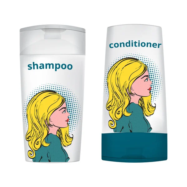 Shampoo und Conditioner Flaschendesign — Stockvektor