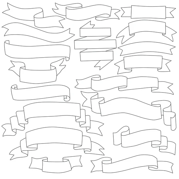 Großer Satz von Bändern, handgezeichnet auf weißem Hintergrund — Stockvektor