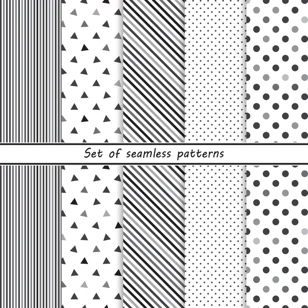 Bezszwowe zestaw prostych wzorów, modny szary tło — Wektor stockowy