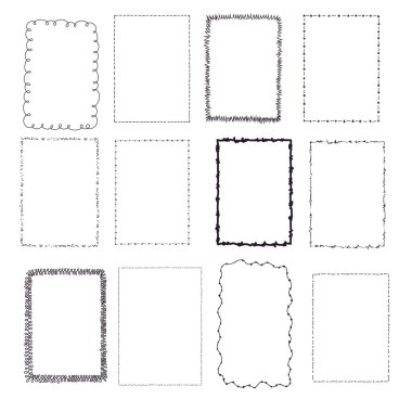 set handdrawn çerçeveler