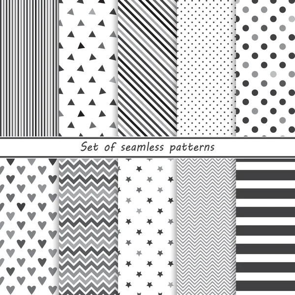 Zestaw proste wzory monochromatyczne — Wektor stockowy