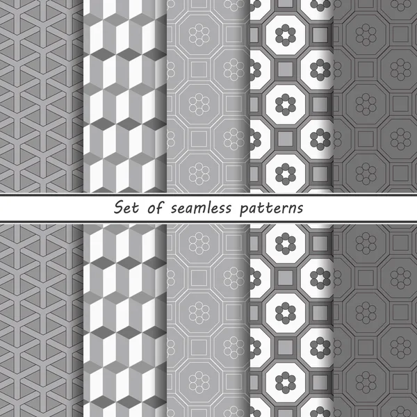 흑백 완벽 한 패턴의 민족 세트 — 스톡 벡터