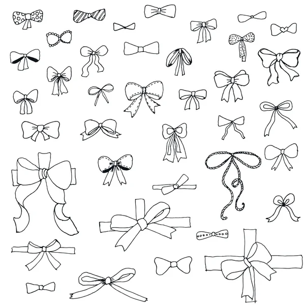 Doodle collection of bows — стоковый вектор