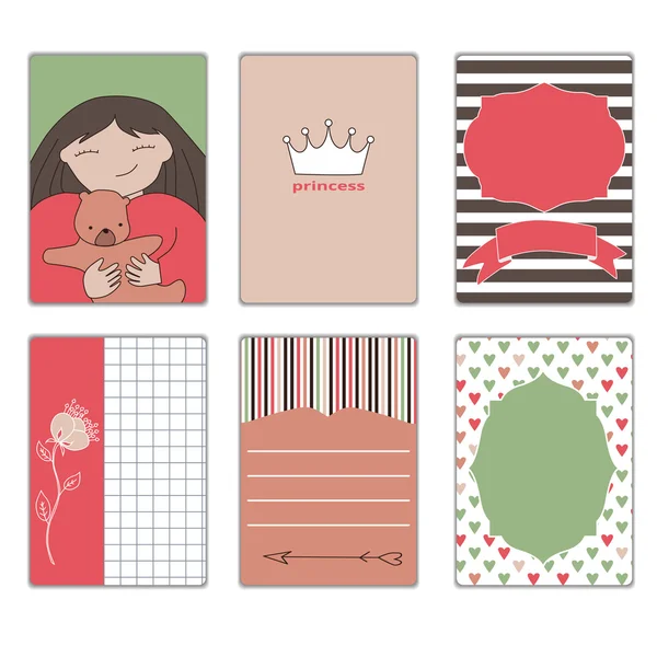 Collection of postcards for a princess — Stock Vector