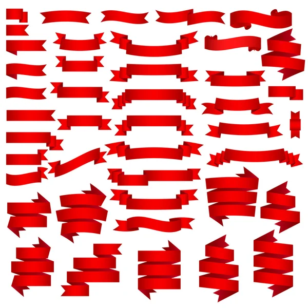 Conjunto de cintas rojas grandes — Archivo Imágenes Vectoriales