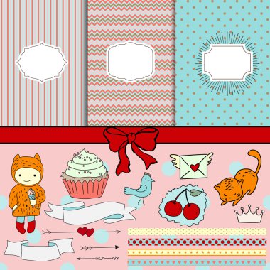 scrapbooking için vektör öğeleri kümesi bir prenses için