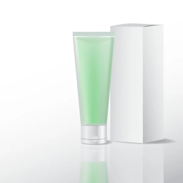 Tubes verts pour cosmétiques, crème pour les mains, emballage — Image vectorielle