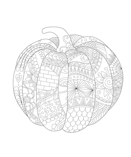 Calabaza decorativa dibujada a mano con hermosos patrones florales — Archivo Imágenes Vectoriales