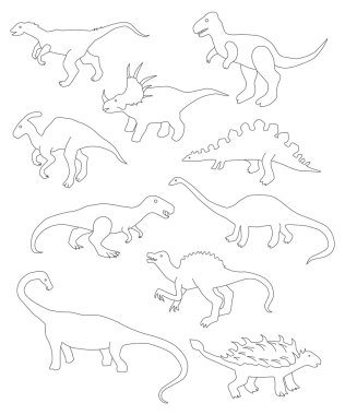 Vektör Set farklı karikatür Dinozorların Şafağı