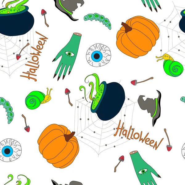 Seamless pattern halloween, halloween characters on a white background — Stock Vector