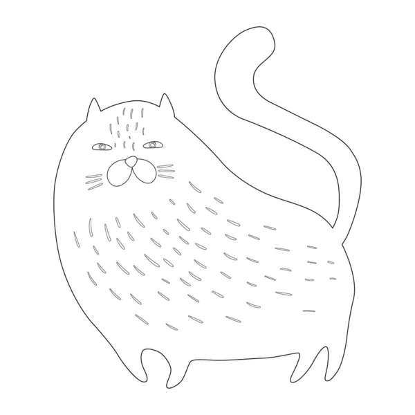 用可爱的猫给页面涂色 简单的草图 — 图库矢量图片