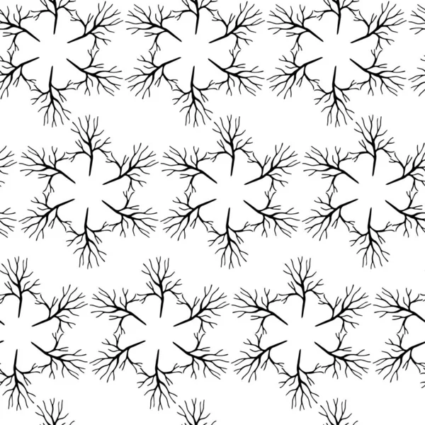 ドアの雪片とシームレスなパターン 手描きの花要素 — ストックベクタ