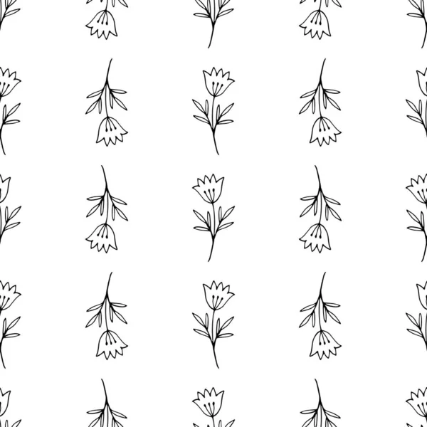 Black White Flower Repeat Pattern Background — стоковый вектор