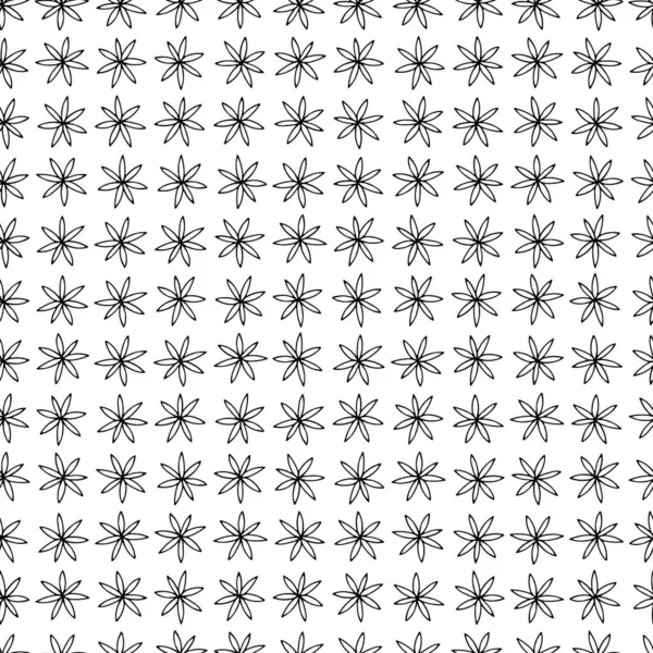 ドアの小さな花と黒と白のシームレスなパターン — ストックベクタ