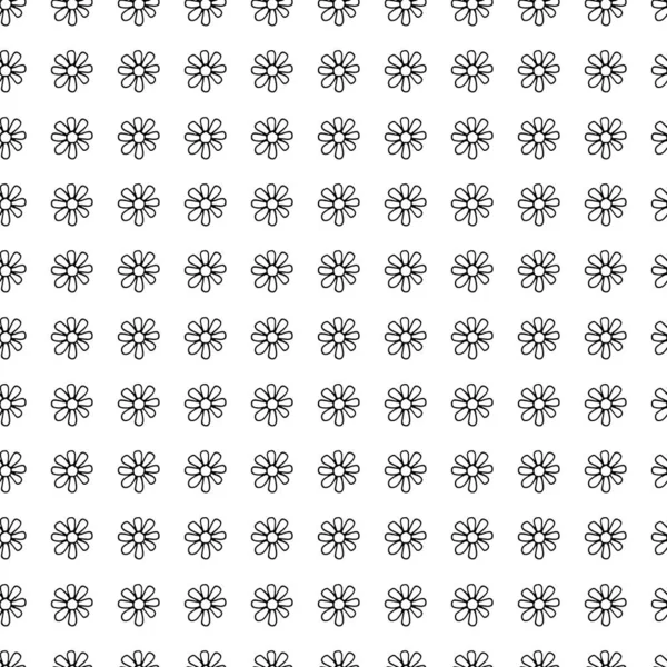 Zwart Wit Naadloos Patroon Met Doodle Kleine Bloemen — Stockvector