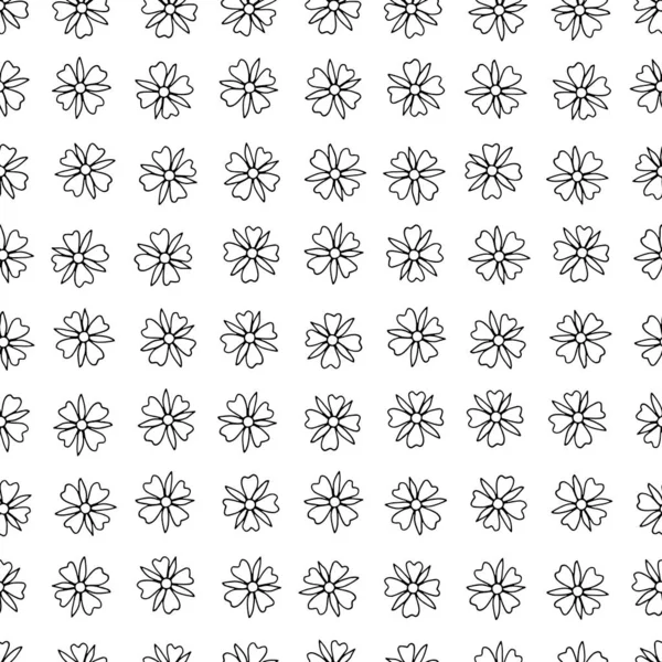 식물학적 그림을 그렸다 흑백의 꽃무늬 — 스톡 벡터