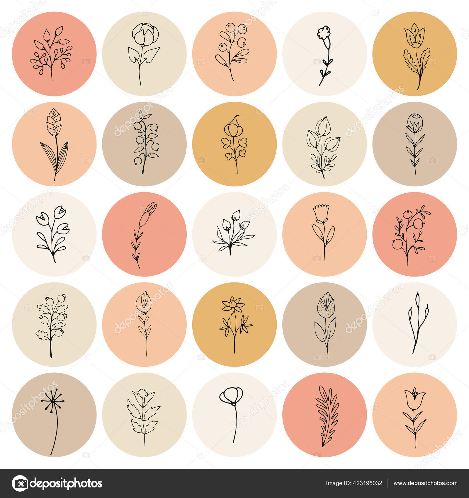 Floral insta highlight covers neutral social Vector Image